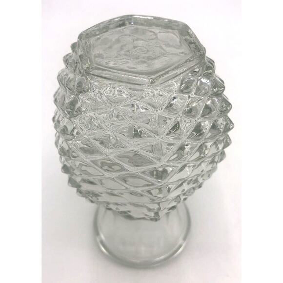 Vase Pineapple Shaped Diamond Point Pressed Glass 5.5" Tall Vintage 1980s FTD - Picture 6 of 8